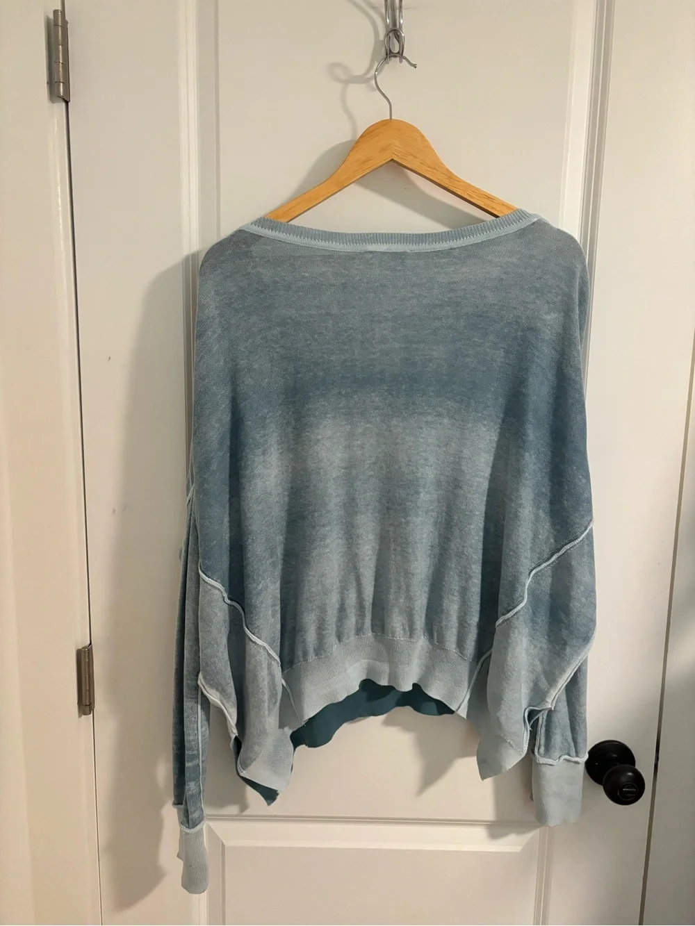 FREE PEOPLE We The Free Gibson V-Neck Pullover Sweater Top Blue Size Small